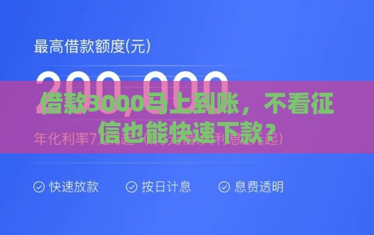 借款3000马上到账，不看征信也能快速下款？