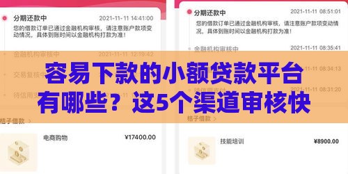 容易下款的小额贷款平台有哪些？这5个渠道审核快、到账稳！