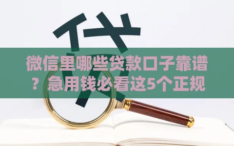 微信里哪些贷款口子靠谱？急用钱必看这5个正规平台！