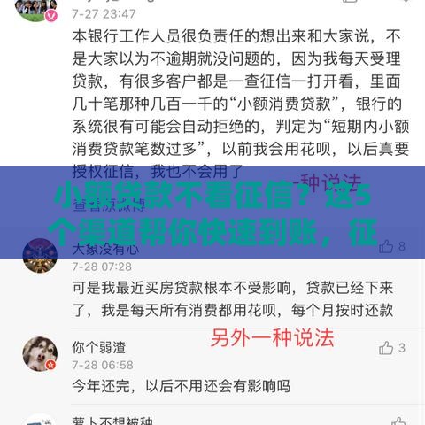 小额贷款不看征信？这5个渠道帮你快速到账，征信差也能申请！