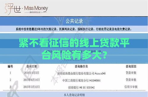 紧不看征信的线上贷款平台风险有多大？