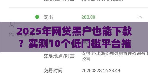 2025年网贷黑户也能下款？实测10个低门槛平台推荐
