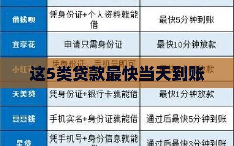 这5类贷款最快当天到账