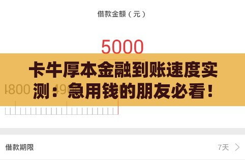 卡牛厚本金融到账速度实测：急用钱的朋友必看！