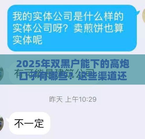 2025年双黑户能下的高炮口子有哪些？这些渠道还能试试看！