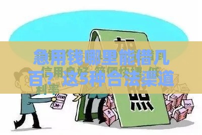 急用钱哪里能借几百？这5种合法渠道安全又靠谱！