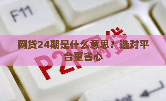 网贷24期是什么意思？选对平台更省心
