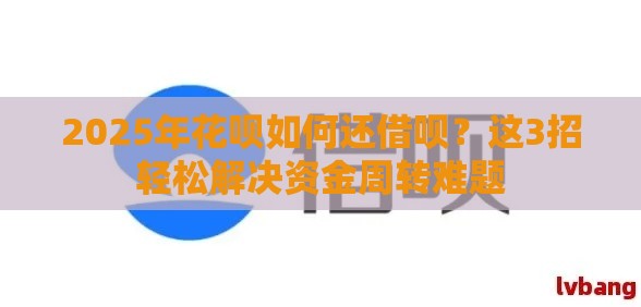 2025年花呗如何还借呗？这3招轻松解决资金周转难题
