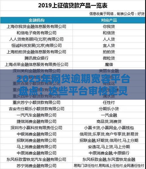 2025年网贷逾期宽容平台盘点！这些平台审核更灵活？