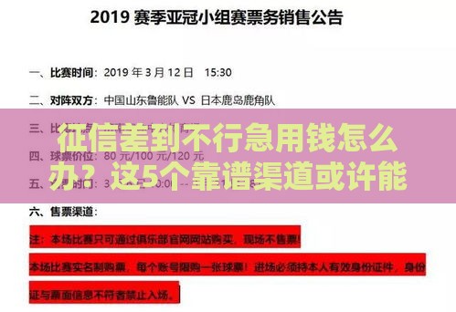 征信差到不行急用钱怎么办？这5个靠谱渠道或许能救急
