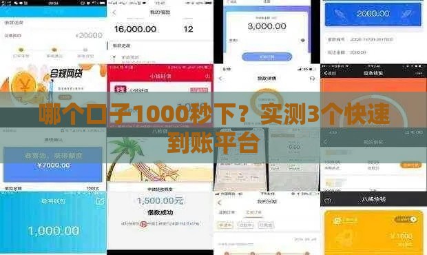 哪个口子1000秒下？实测3个快速到账平台