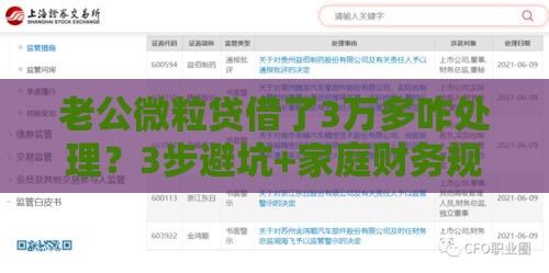 老公微粒贷借了3万多咋处理？3步避坑+家庭财务规划经验分享