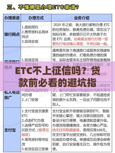 ETC不上征信吗？贷款前必看的避坑指南！