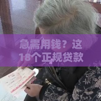 急需用钱？这18个正规贷款口子，靠谱又安全！