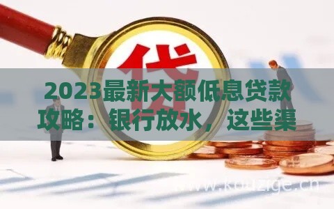 2023最新大额低息贷款攻略：银行放水，这些渠道额度高又好批！