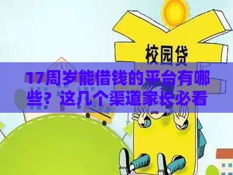 17周岁能借钱的平台有哪些？这几个渠道家长必看！