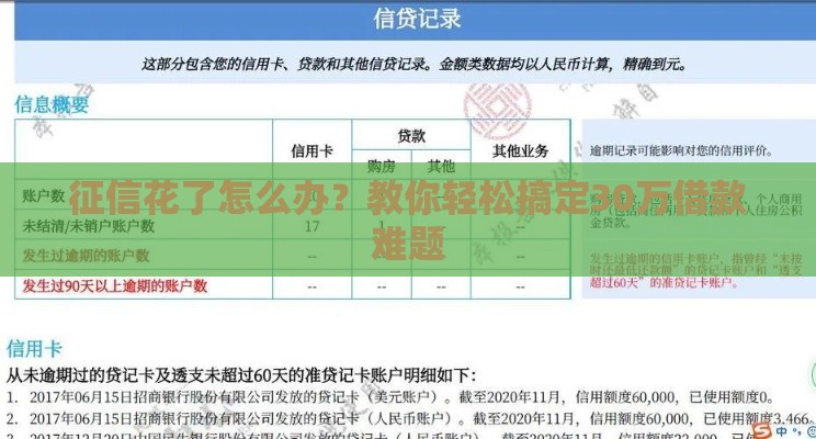 征信花了怎么办？教你轻松搞定30万借款难题