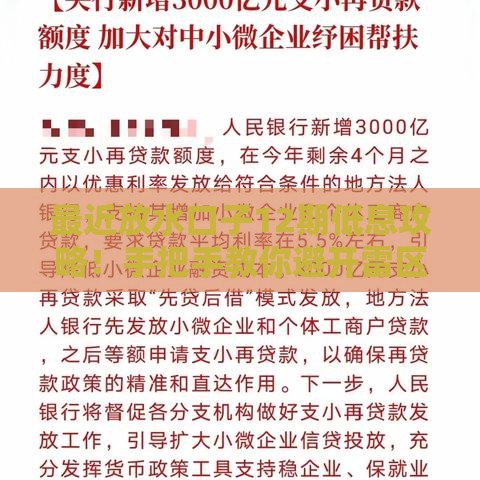 最近放水口子12期低息攻略！手把手教你避开雷区