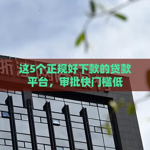 这5个正规好下款的贷款平台，审批快门槛低