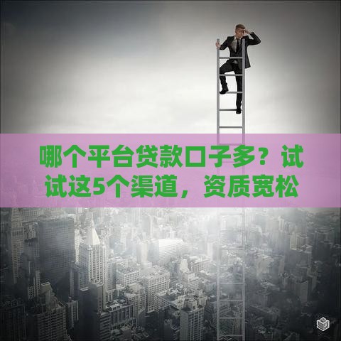 哪个平台贷款口子多？试试这5个渠道，资质宽松到账快