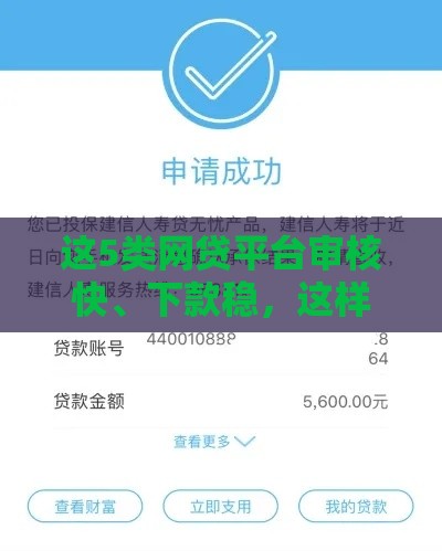 这5类网贷平台审核快、下款稳，这样申请不踩坑
