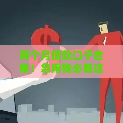 两个月借款口子合集！急用钱必看这5个低门槛平台