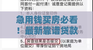 急用钱买房必看！最新靠谱贷款渠道+避坑指南