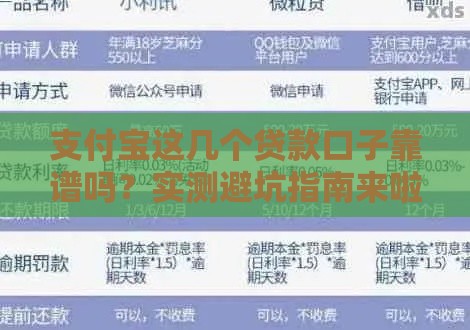 支付宝这几个贷款口子靠谱吗？实测避坑指南来啦！