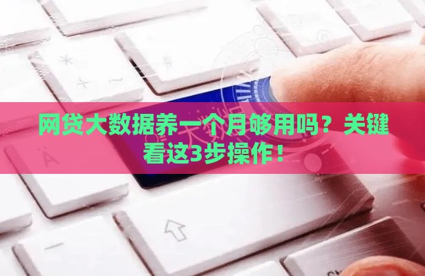 网贷大数据养一个月够用吗？关键看这3步操作！