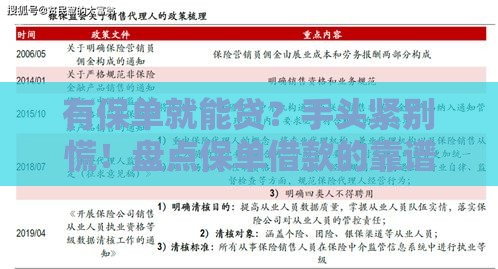 有保单就能贷？手头紧别慌！盘点保单借款的靠谱渠道