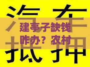 建亭子缺钱咋办？农村创业贷款哪个口子最划算