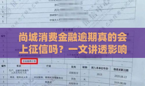 尚城消费金融逾期真的会上征信吗？一文讲透影响和补救方法