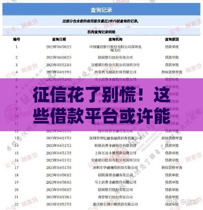 征信花了别慌!这些借款平台或许能帮到你 征信花了别慌!这些借款平台或许能帮到你