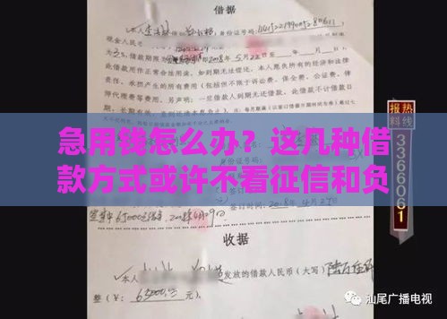 急用钱怎么办？这几种借款方式或许不看征信和负债！