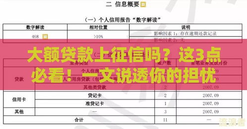 大额贷款上征信吗？这3点必看！一文说透你的担忧