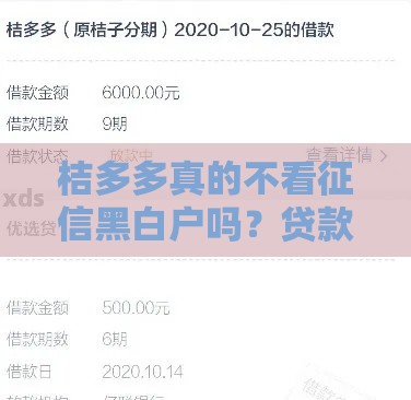 桔多多真的不看征信黑白户吗？贷款审核真相大揭秘！