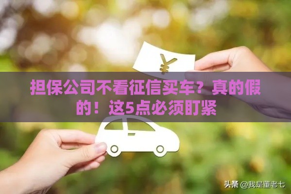 担保公司不看征信买车？真的假的！这5点必须盯紧