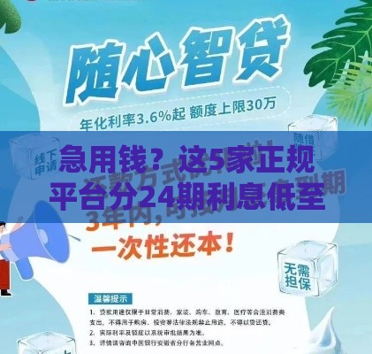 急用钱？这5家正规平台分24期利息低至XX元 轻松还款无压力！