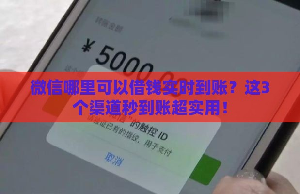 微信哪里可以借钱实时到账？这3个渠道秒到账超实用！