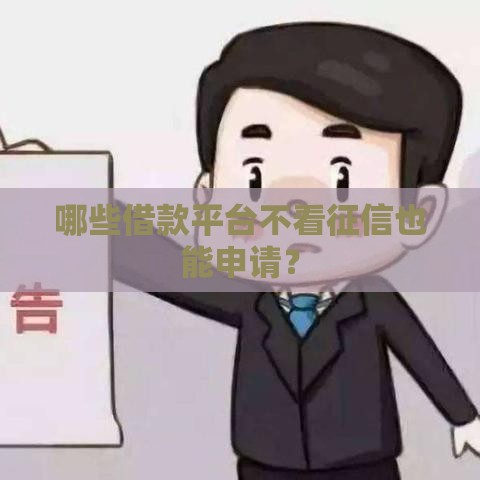 哪些借款平台不看征信也能申请？