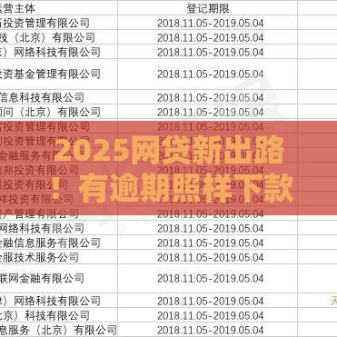 2025网贷新出路！有逾期照样下款的平台盘点