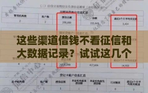 这些渠道借钱不看征信和大数据记录？试试这几个办法！