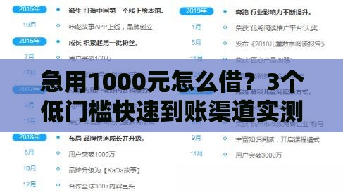 急用1000元怎么借？3个低门槛快速到账渠道实测