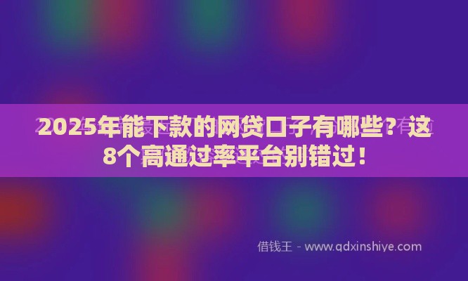 2025年能下款的网贷口子有哪些？这8个高通过率平台别错过！