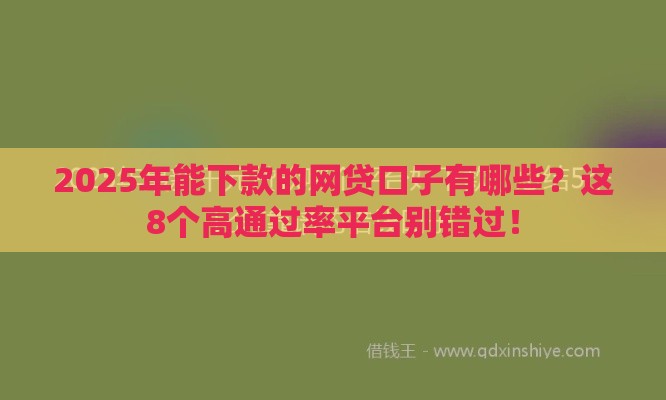2025年能下款的网贷口子有哪些？这8个高通过率平台别错过！