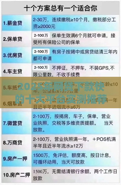 2025年网贷下款快的十大平台实测推荐（附避坑技巧）