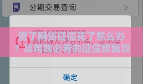 借了网贷征信花了怎么办？急用钱必看的征信修复攻略