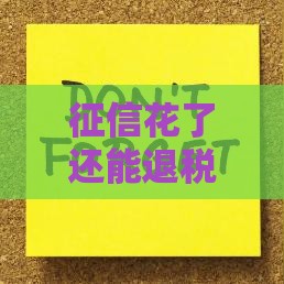 征信花了还能退税？手把手教你补救方法，关键步骤别漏掉！