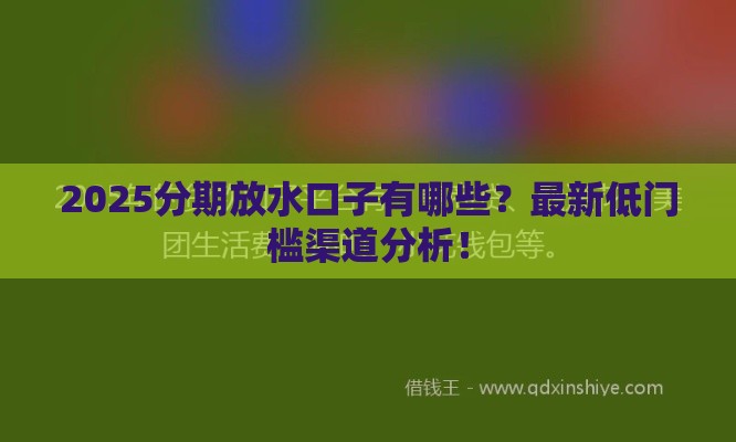 2025分期放水口子有哪些？最新低门槛渠道分析！