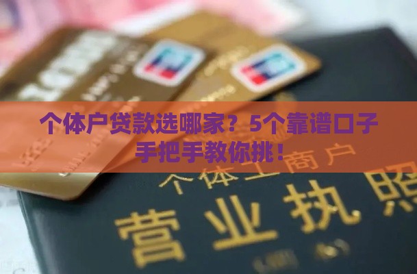 个体户贷款选哪家？5个靠谱口子手把手教你挑！